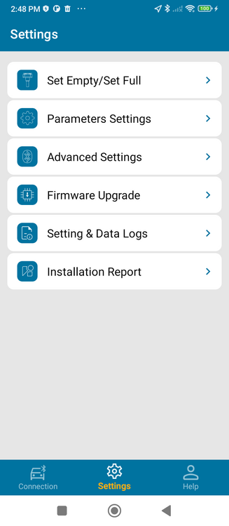 Figure 6. Settings menu (LIGO AIR)