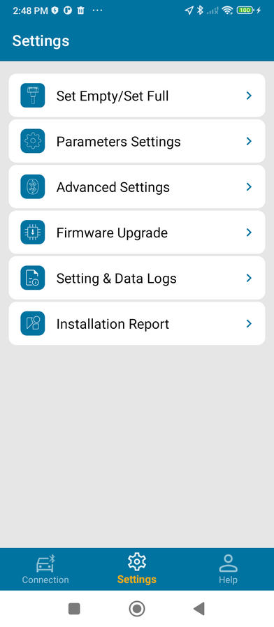 Figure 6. Settings menu (LIGO AIR)