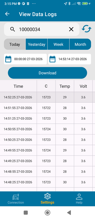 Figure 20. Data logs with downloaded data