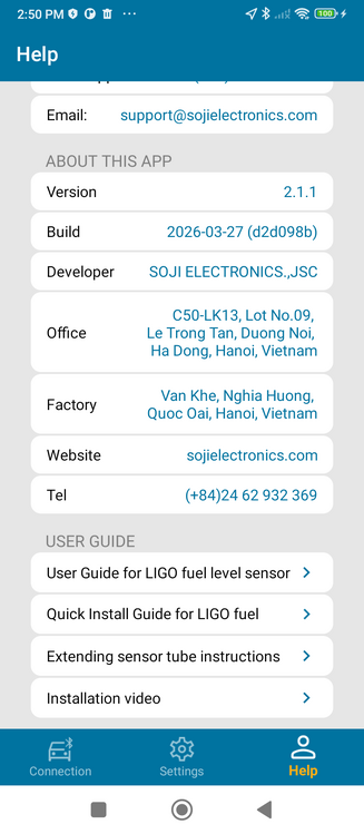 Help / About page (details)